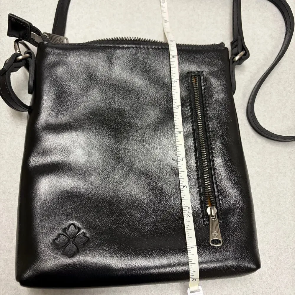Patricia Nash Black Leather Organizer Messenger Crossbody Minimalist Quiet Lux